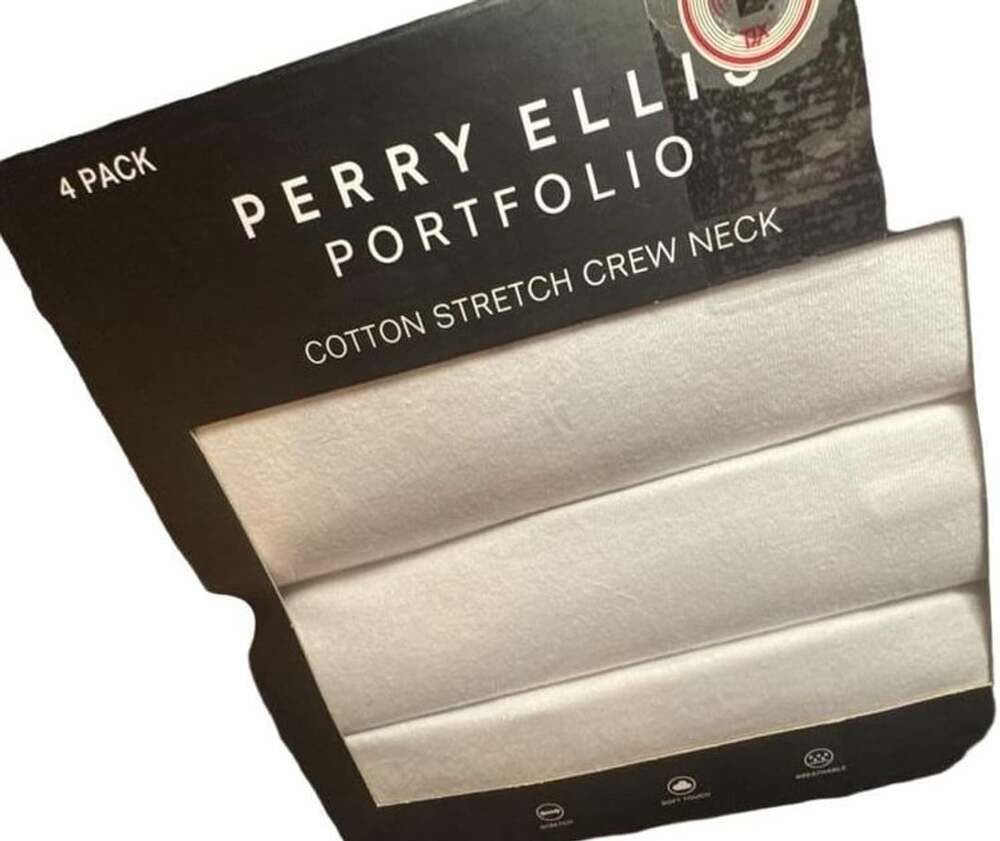 Perry Ellis Portfolio Cotton Stretch Crew Neck Size XL White